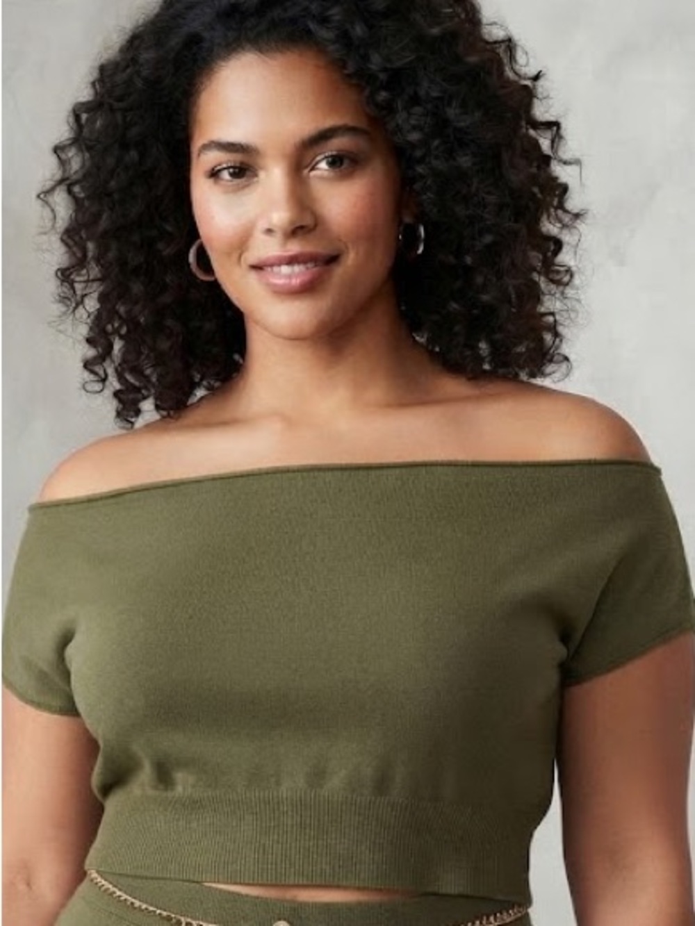 Universal Thread Olive Green Off Shoulder Crop Top Size M NWT